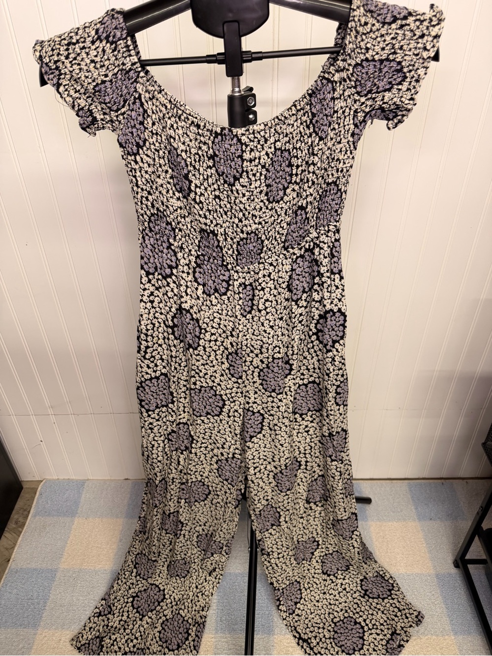 Rewind Cream Jumpsuit with Lavender Floral Print